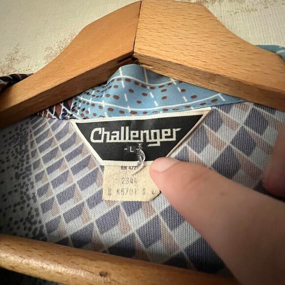 70s Challenger Geometric Disco L/S Shirt Size L - Picture 4 of 8